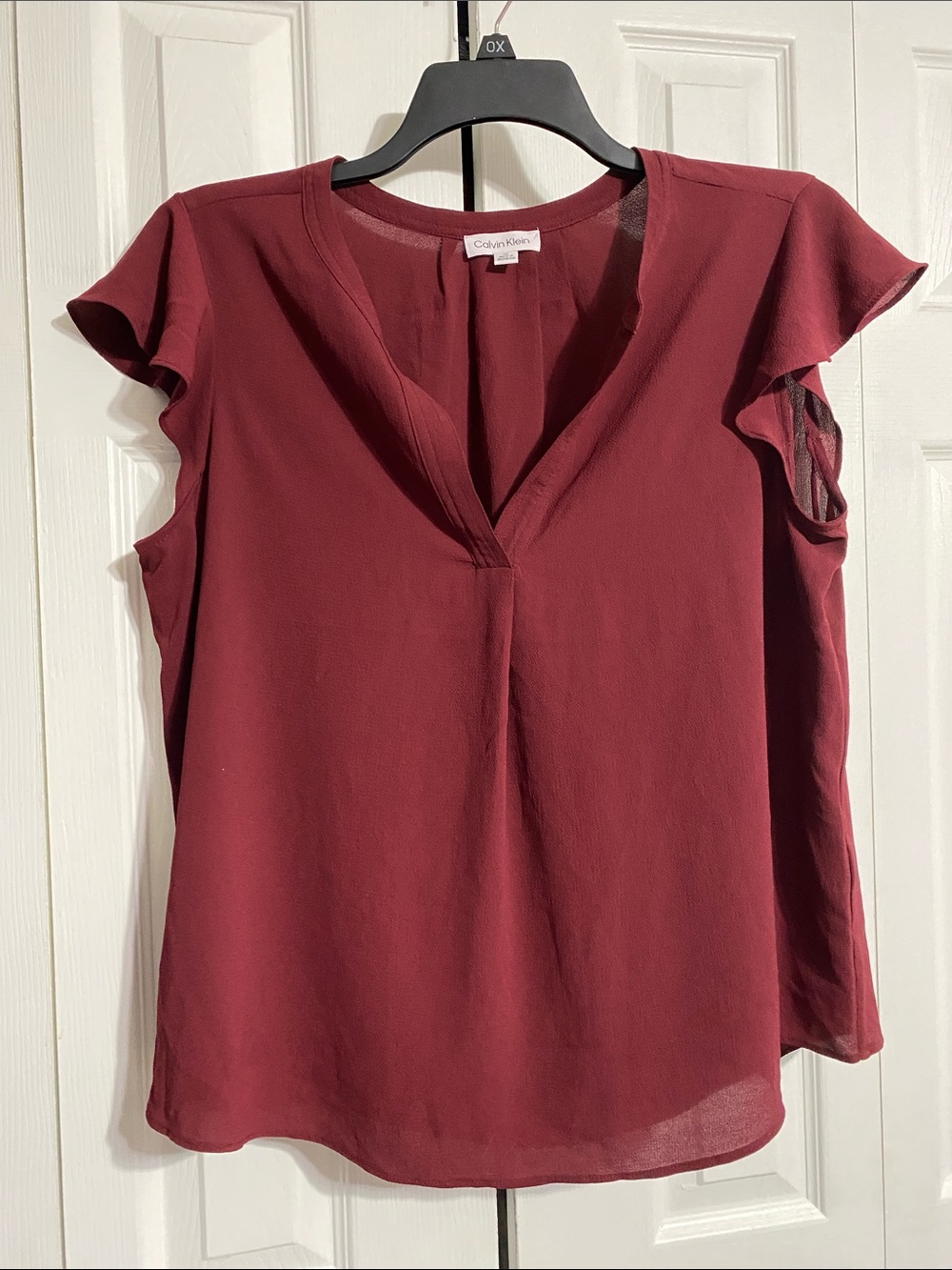 Calvin Klein lightweight deep maroon blouse top shirt size